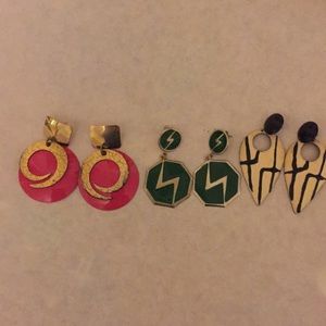 3 pr Funky and fun vintage earrings